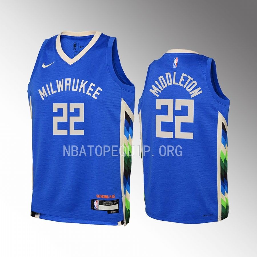 Milwaukee Bucks Khris Middleton City Edition Royal Youth Jersey Swingman #22