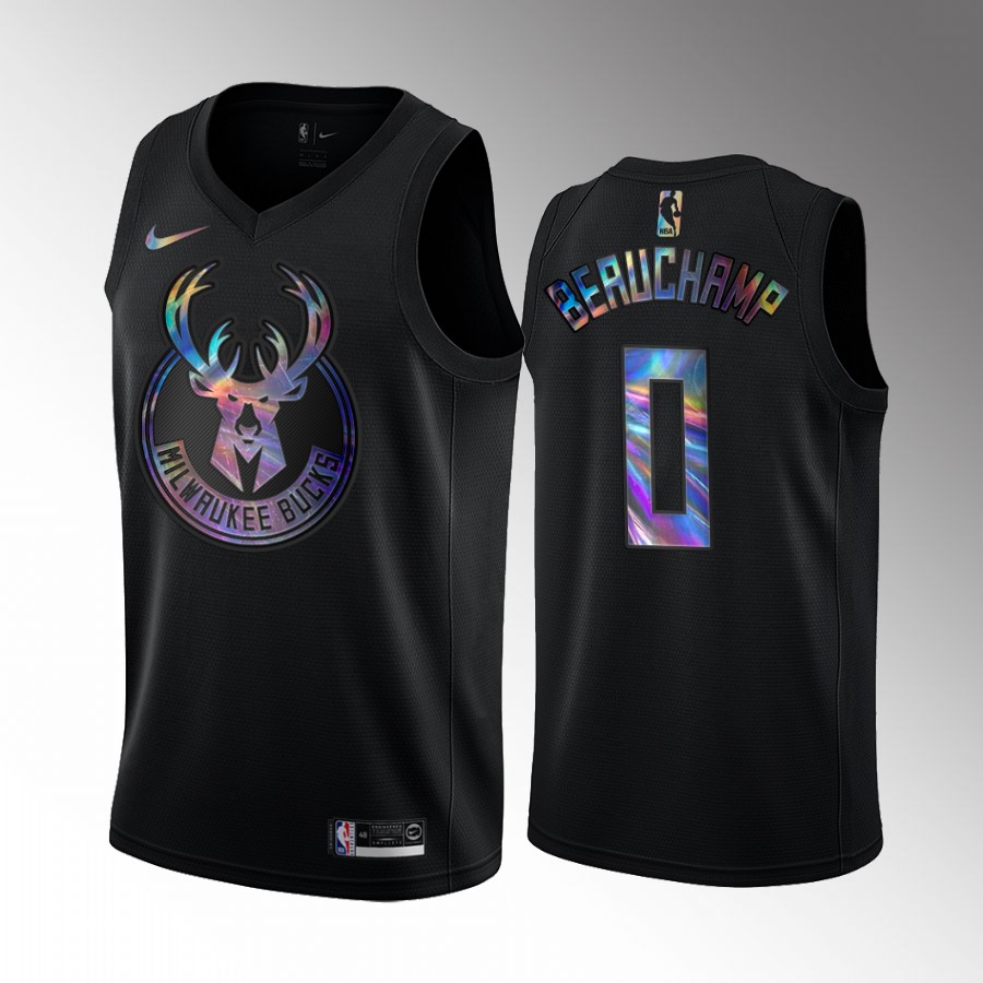 Milwaukee Bucks MarJon Beauchamp #0 Jersey Iridescent Holographic Black Limited