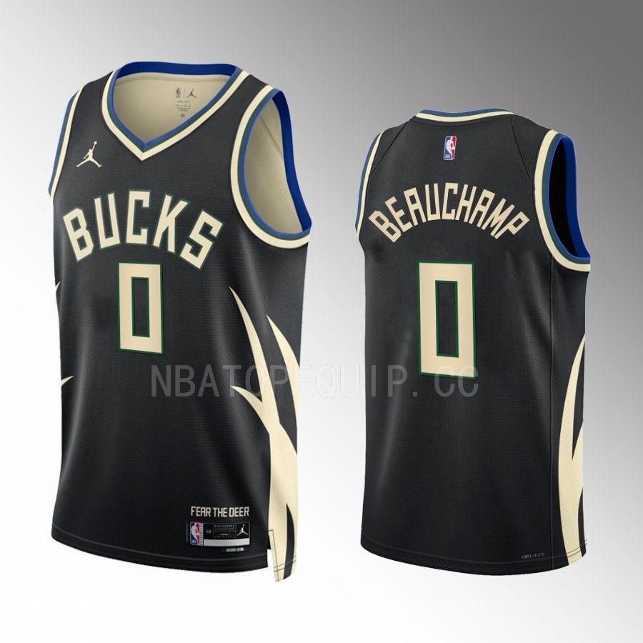 Milwaukee Bucks MarJon Beauchamp 2022-23 Statement Edition Black #0 Jersey Fear the Deer