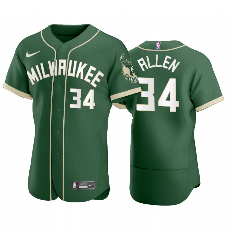 Milwaukee Bucks Ray Allen NBA X MLB Crossover Edition Baseball Jersey Shirts