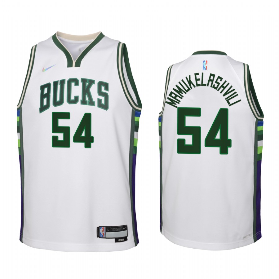 Milwaukee Bucks Sandro Mamukelashvili City Edition White Youth Jersey NBA 75th Season #54