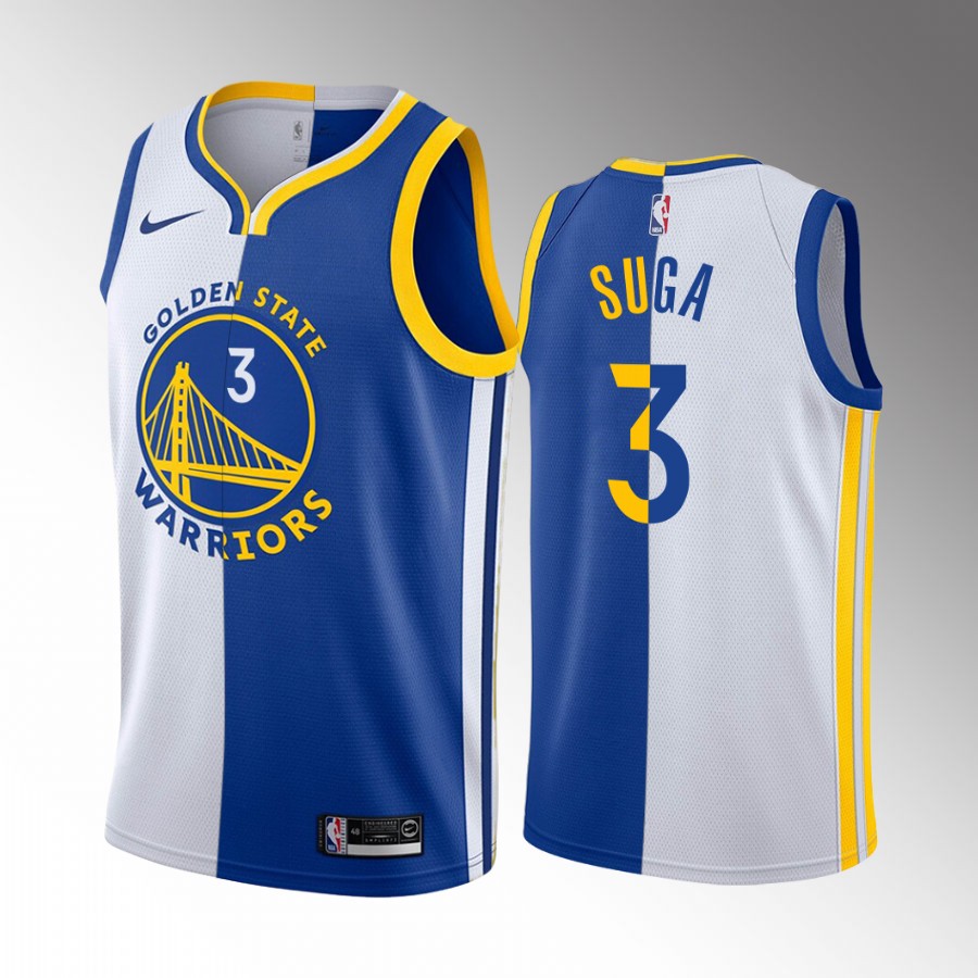 Min Yoon-gi SUGA Golden State Warriors #3 Royal White Jersey Split Edition