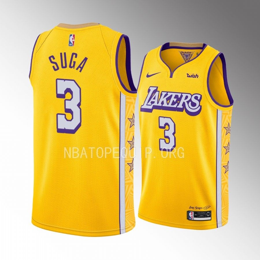 Min Yoon-gi SUGA Los Angeles Lakers #3 Yellow Jersey City Edition