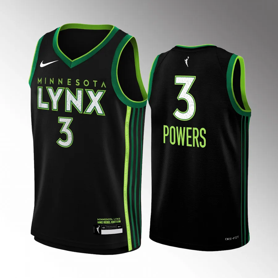 Minnesota Lynx Aerial Powers Black #3 Explorer Edition Youth Swingman Jersey