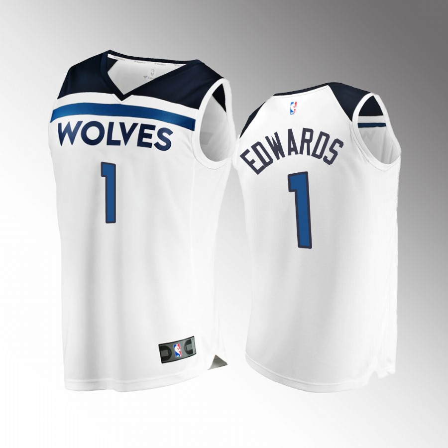 Minnesota Timberwolves #1 Anthony Edwards Association Jersey 2022-23  White