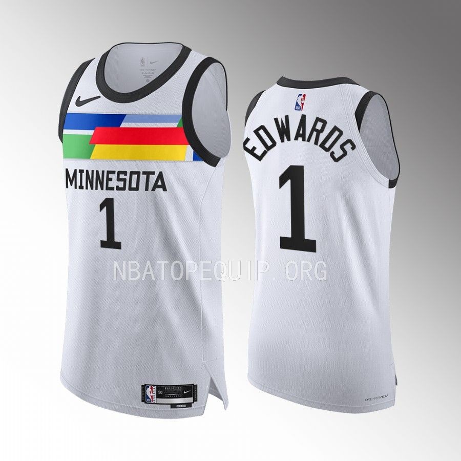 Minnesota Timberwolves #1 Anthony Edwards White Jersey 2022-23 City Edition