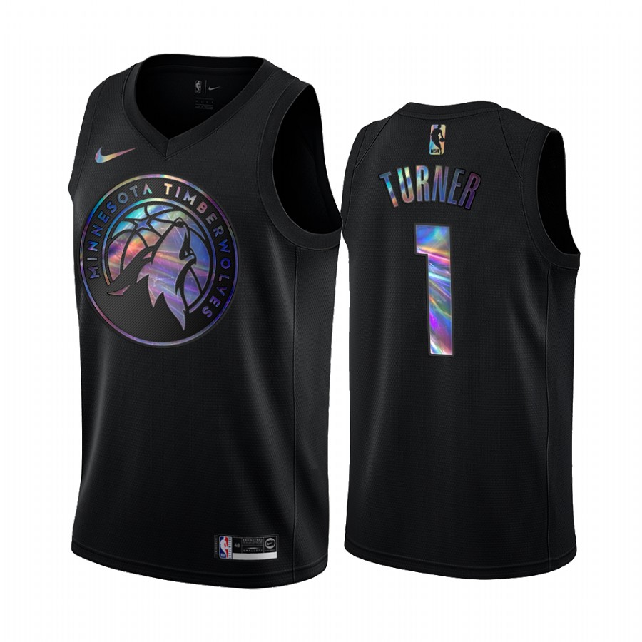 Minnesota Timberwolves Anthony Edwards #1 Jersey Iridescent Holographic Black Limited Edition