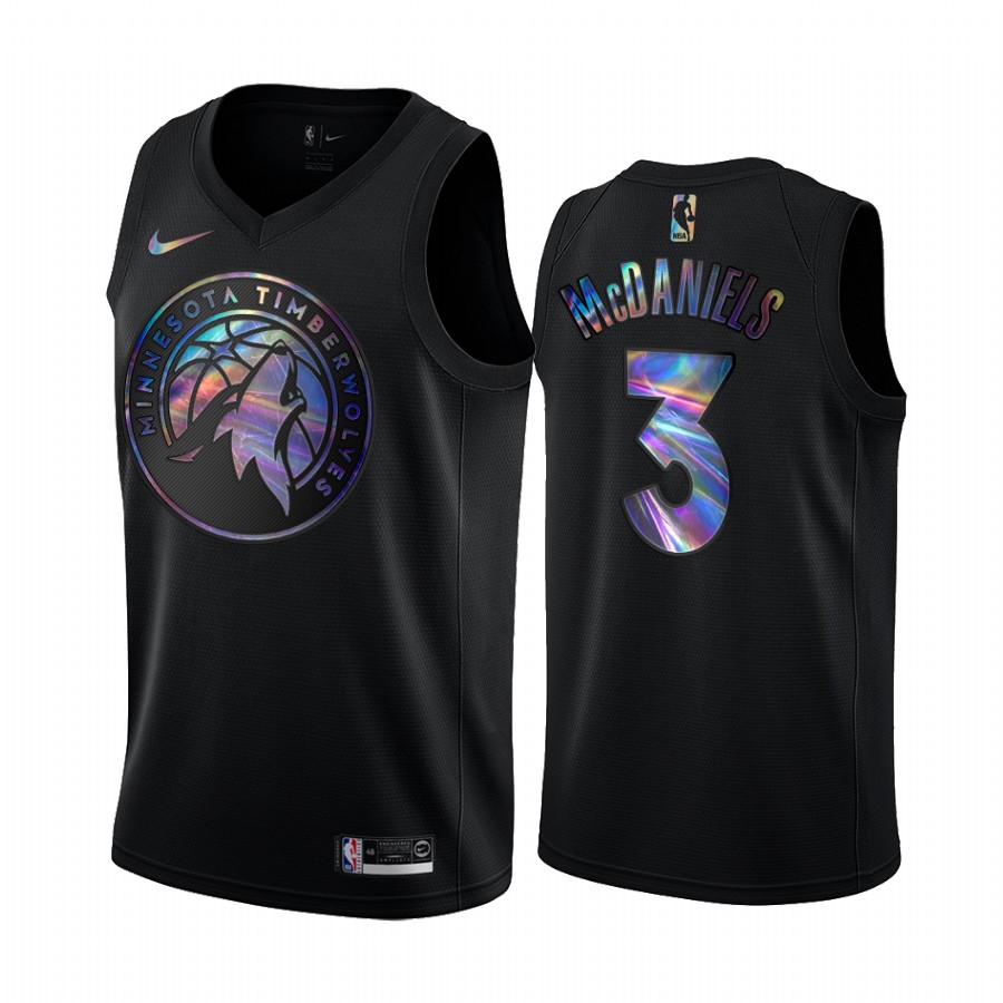 Minnesota Timberwolves Jaden McDaniels #3 Jersey Iridescent Holographic Black Limited Edition