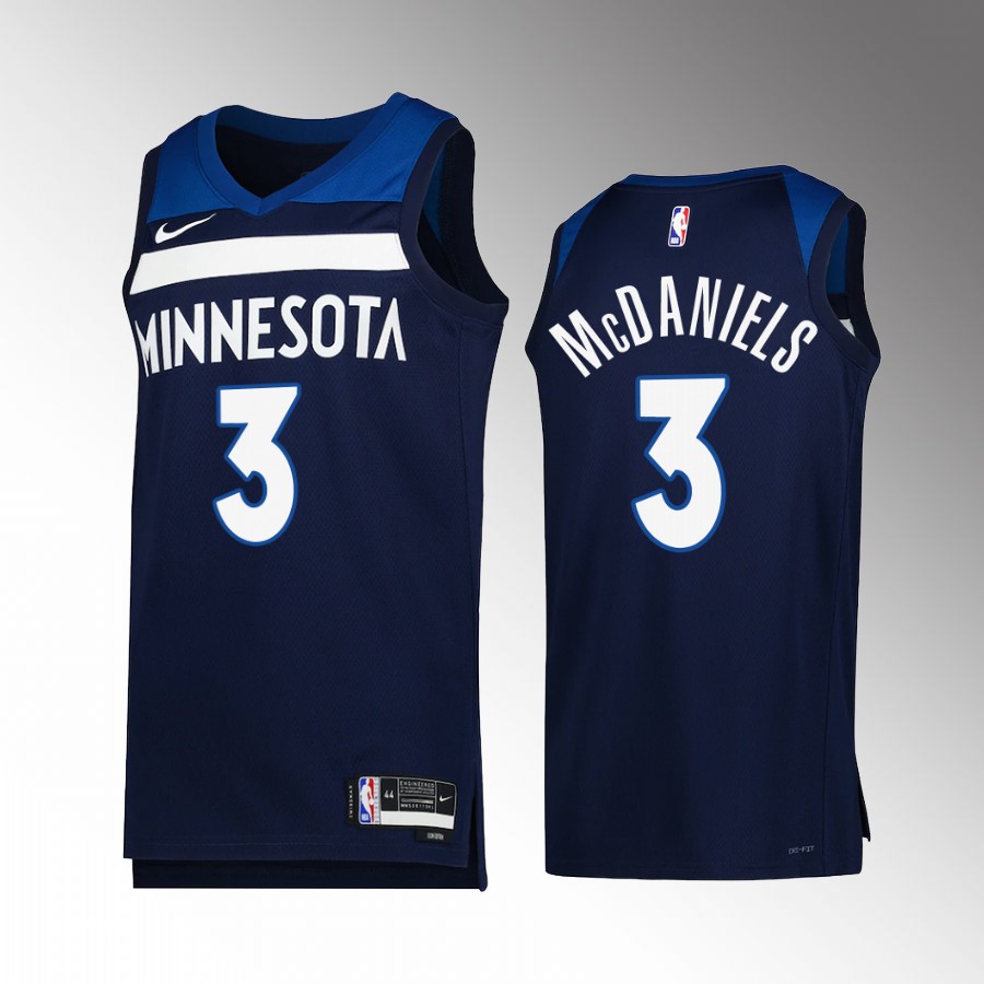 Minnesota Timberwolves Jaden McDaniels 2022-23 Icon Edition Navy #3 Jersey Swingman
