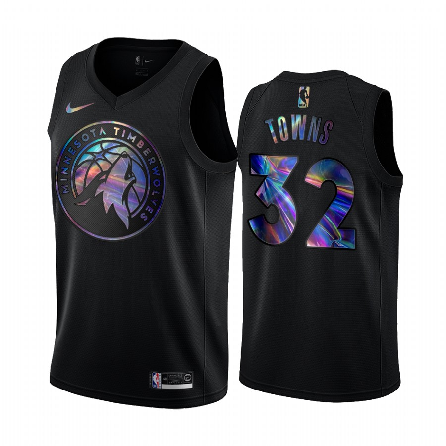 Minnesota Timberwolves Karl-Anthony Towns #32 Jersey Iridescent Holographic Black Limited Edition