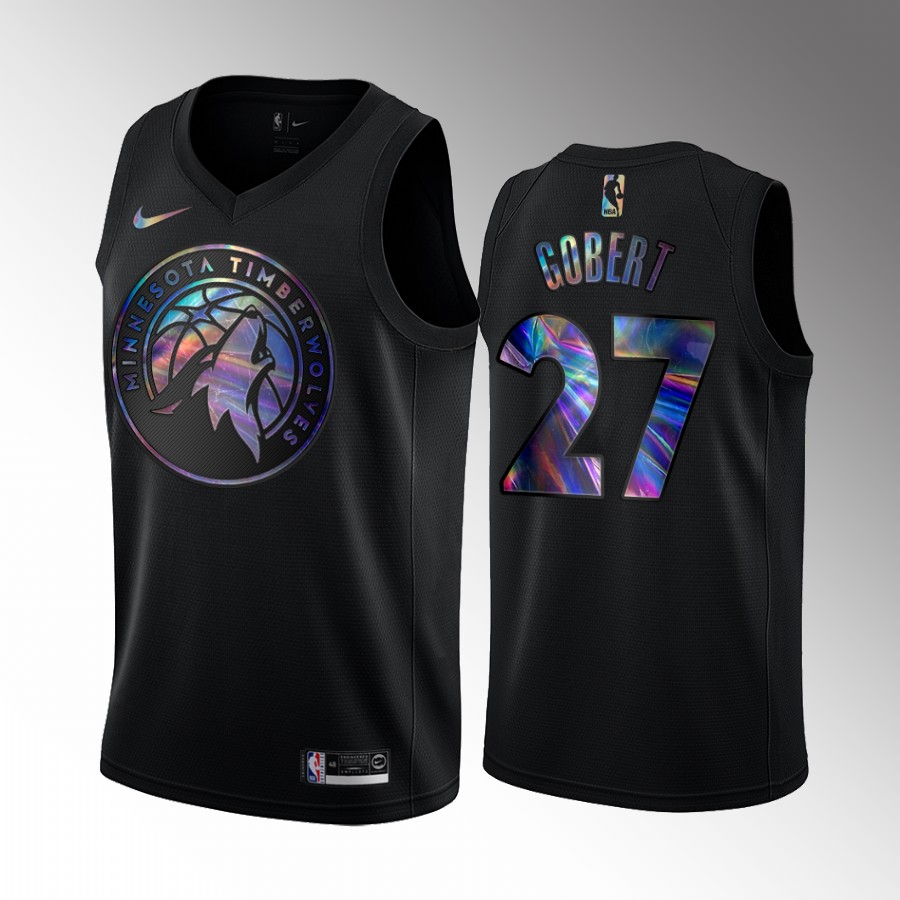 Minnesota Timberwolves Rudy Gobert #27 Jersey Iridescent Holographic Black 2022 Trade