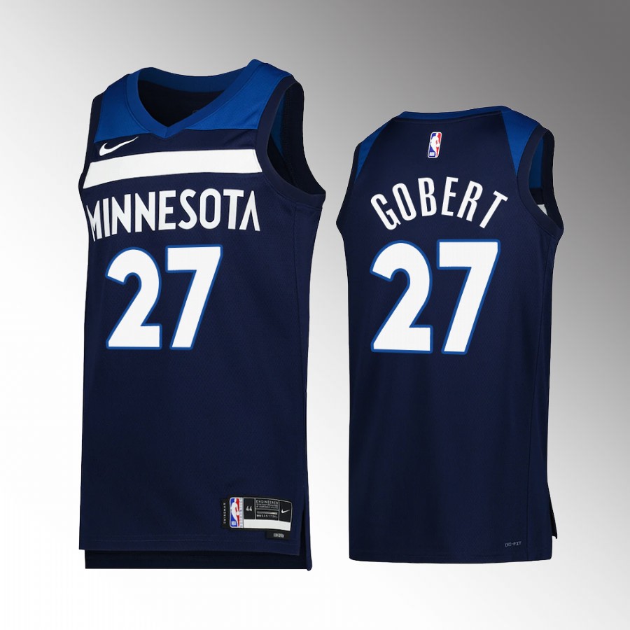 Minnesota Timberwolves Rudy Gobert 2022-23 Icon Edition Navy #27 Jersey Swingman