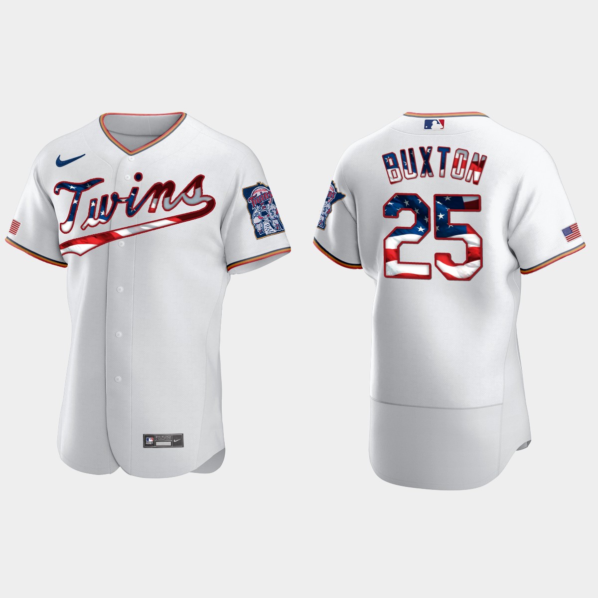 Minnesota Twins Byron Buxton 2020 Stars And Stripes 4th of July Jersey - White