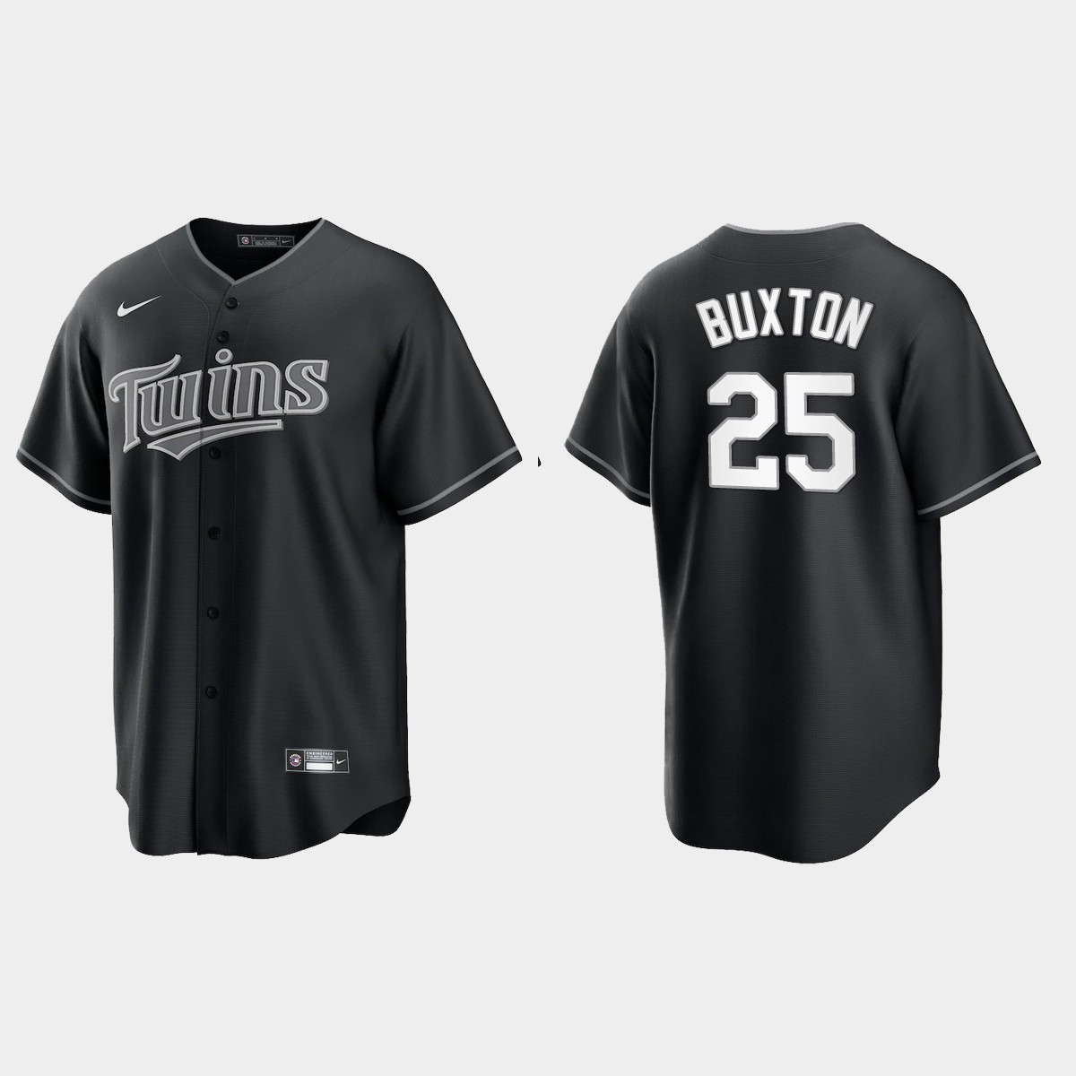 Minnesota Twins Byron Buxton 2021 All Black Fashion Jersey - Black White
