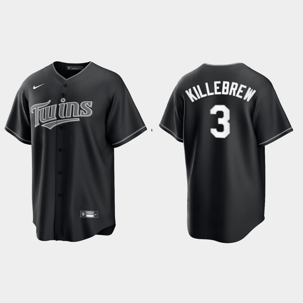 Minnesota Twins Harmon Killebrew 2021 All Black Fashion Jersey - Black White