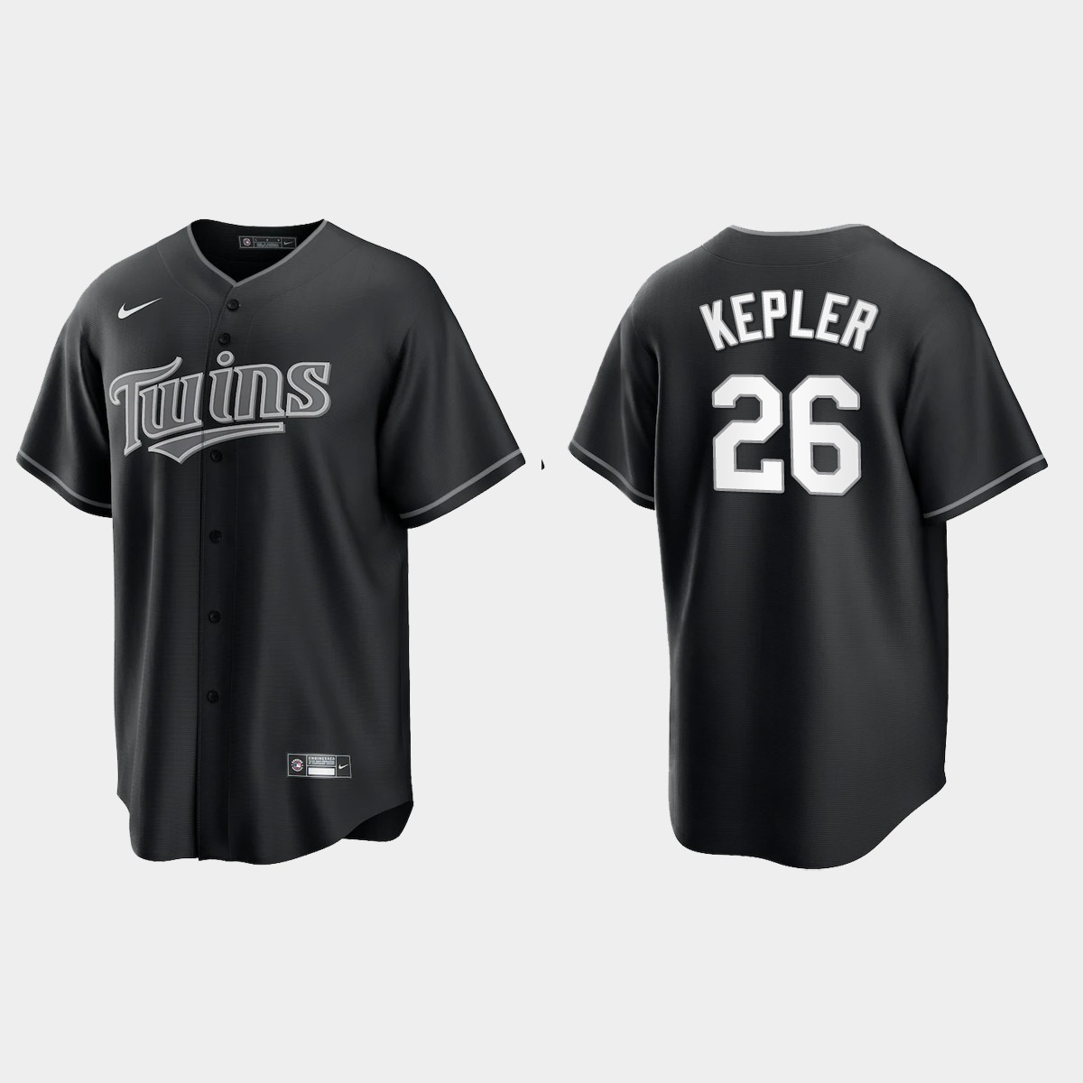 Minnesota Twins Max Kepler 2021 All Black Fashion Jersey - Black White