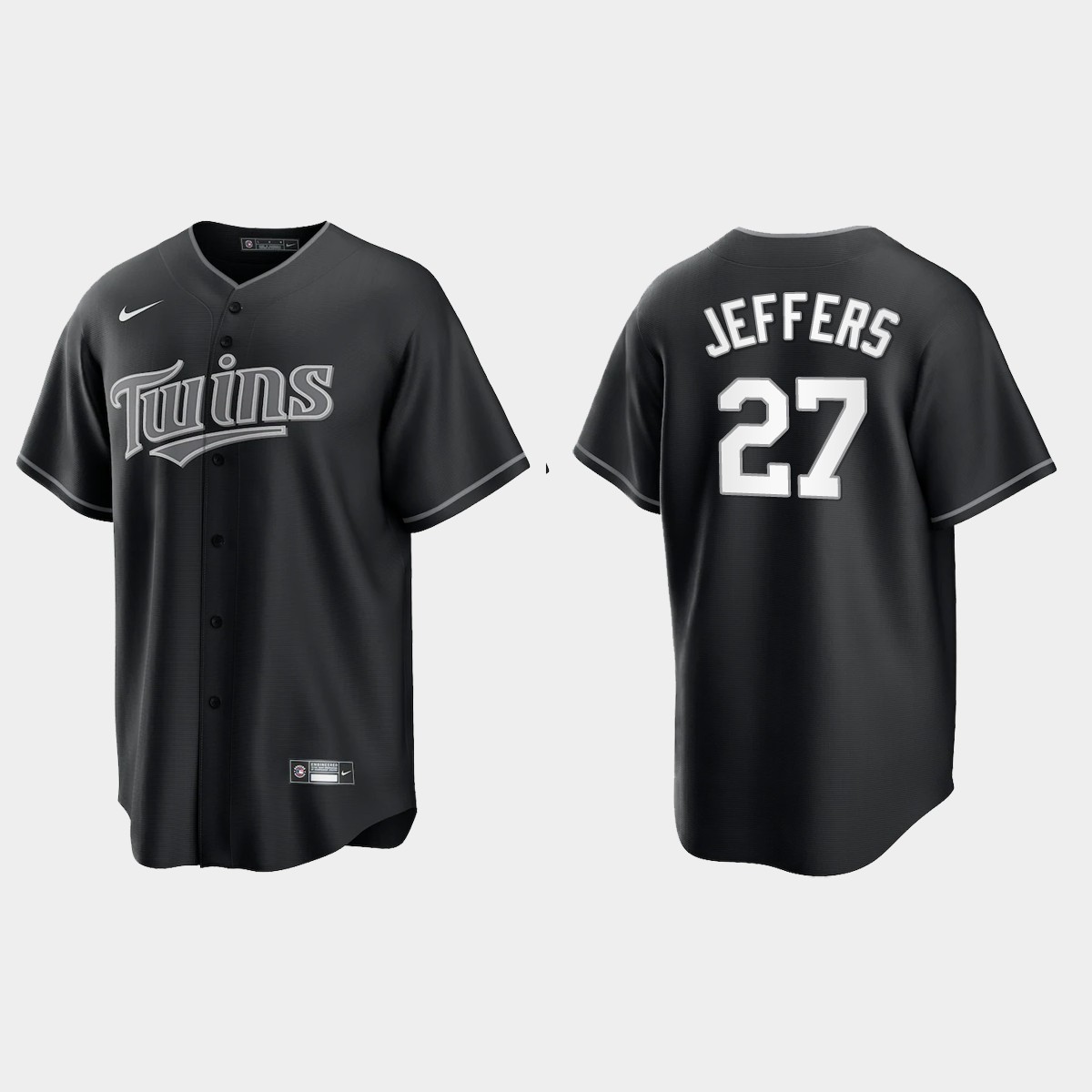 Minnesota Twins Ryan Jeffers 2021 All Black Fashion Jersey - Black White