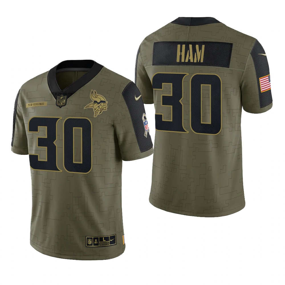 Minnesota Vikings C.J. Ham Olive Limited Jersey 2021 Salute To Service - Men's
