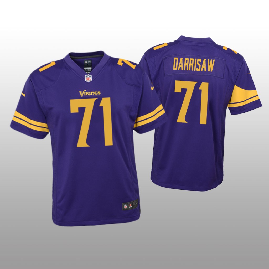 Minnesota Vikings Christian Darrisaw Purple Jersey Color Rush Game - Youth