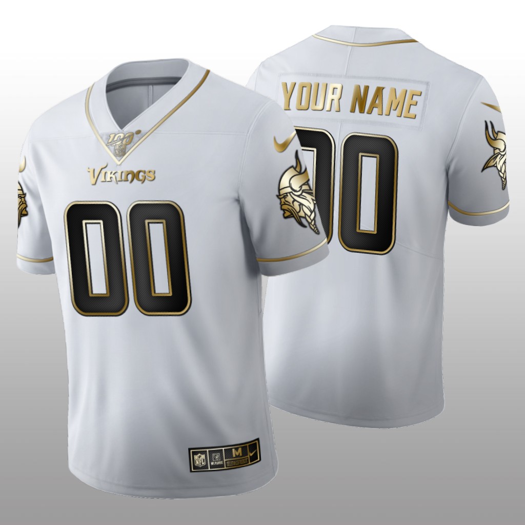 Minnesota Vikings Custom White Golden Edition Jersey 100th Season Men's