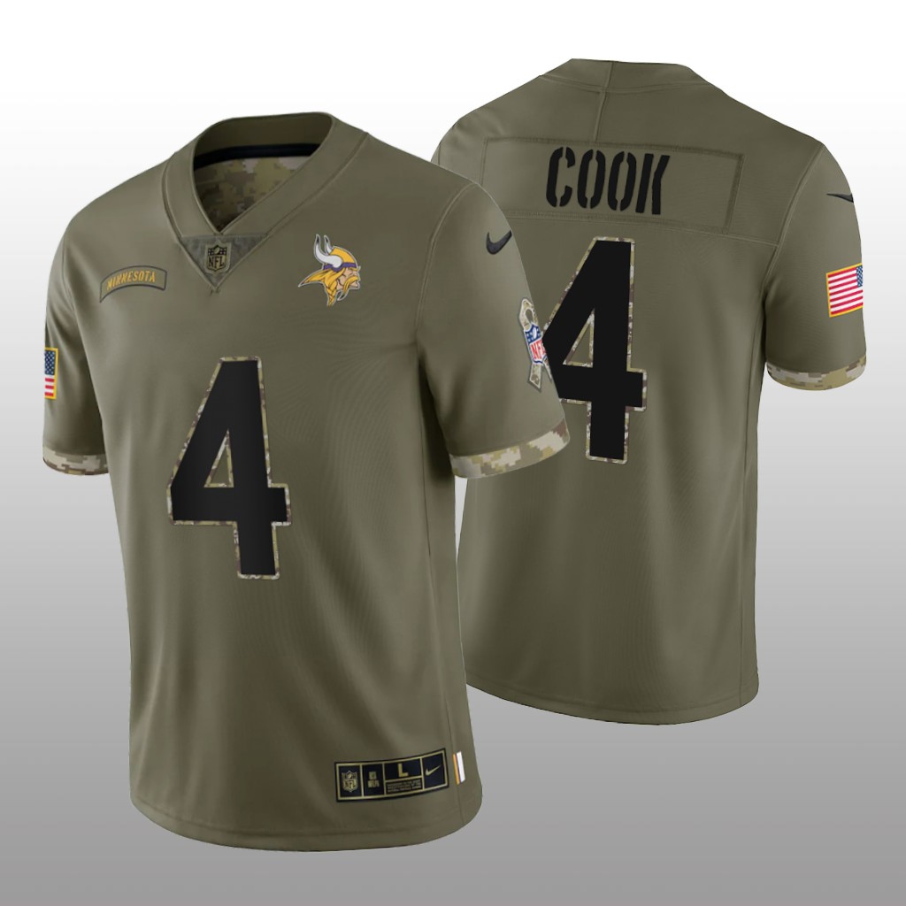 Minnesota Vikings Dalvin Cook Olive Jersey 2022 Salute To Service - Men's