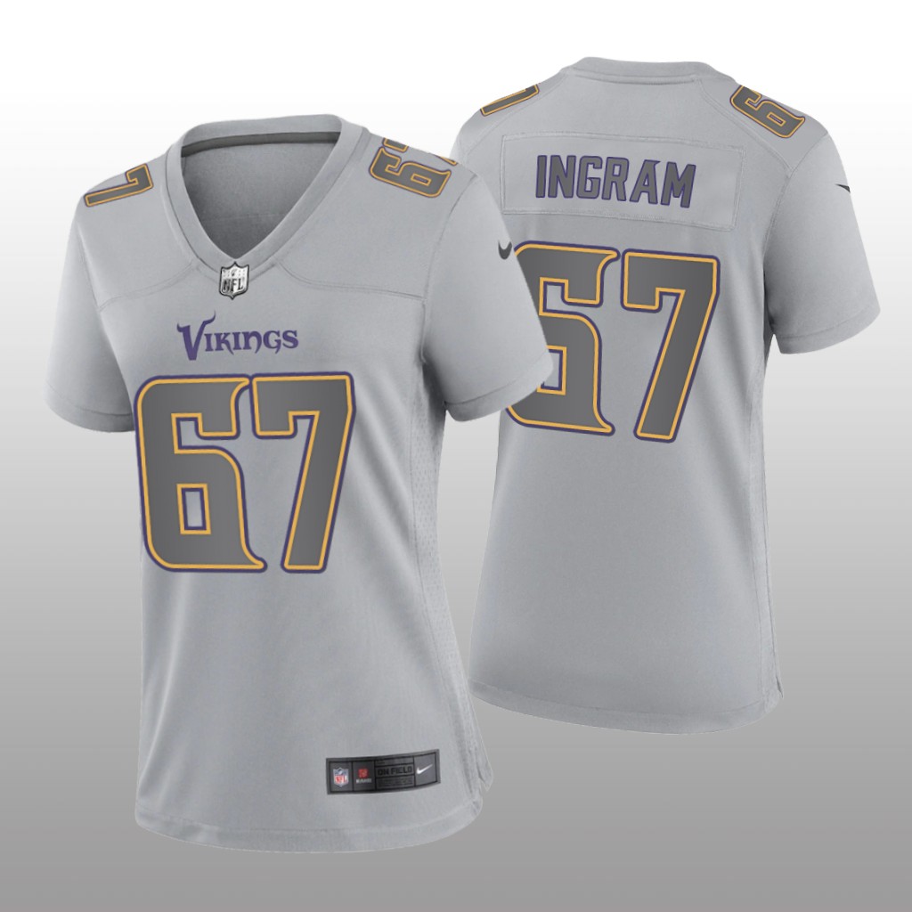 Minnesota Vikings Ed Ingram Gray Jersey Atmosphere Fashion Game - Women's