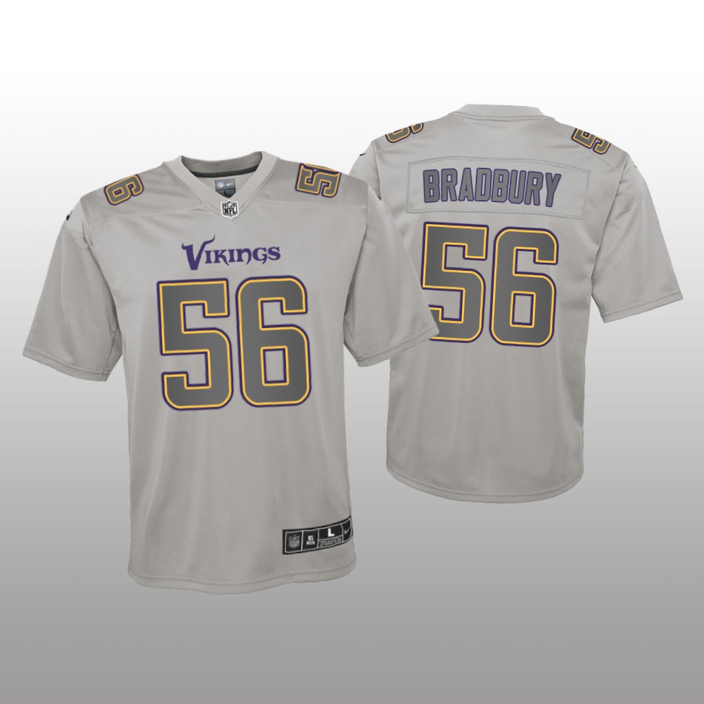 Minnesota Vikings Garrett Bradbury Gray Jersey Atmosphere Fashion Game - Youth
