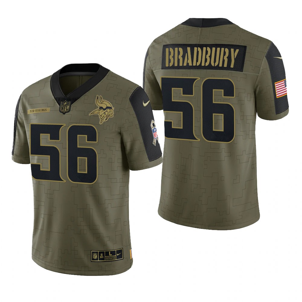 Minnesota Vikings Garrett Bradbury Olive Limited Jersey 2021 Salute To Service - Men's