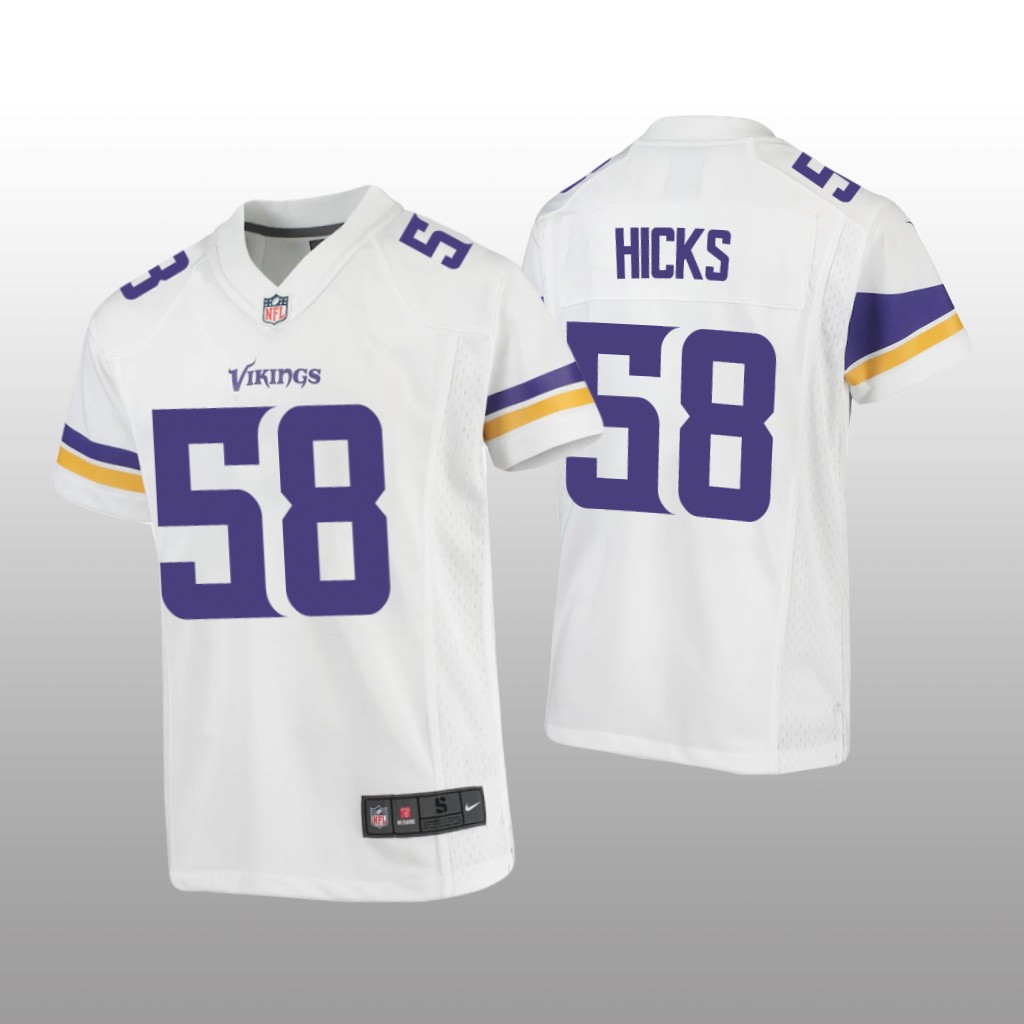 Minnesota Vikings Jordan Hicks White Jersey Game - Youth