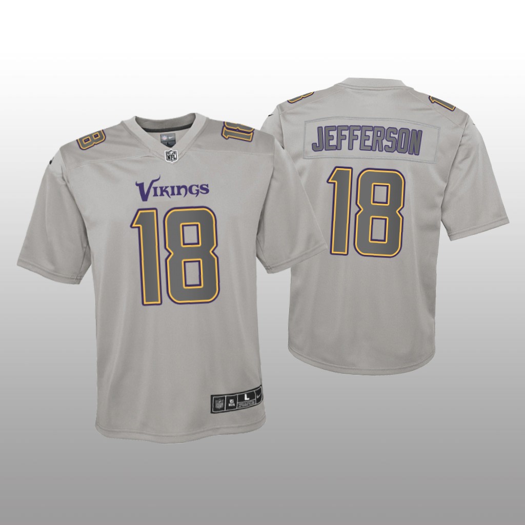 Minnesota Vikings Justin Jefferson Gray Jersey Atmosphere Fashion Game - Youth