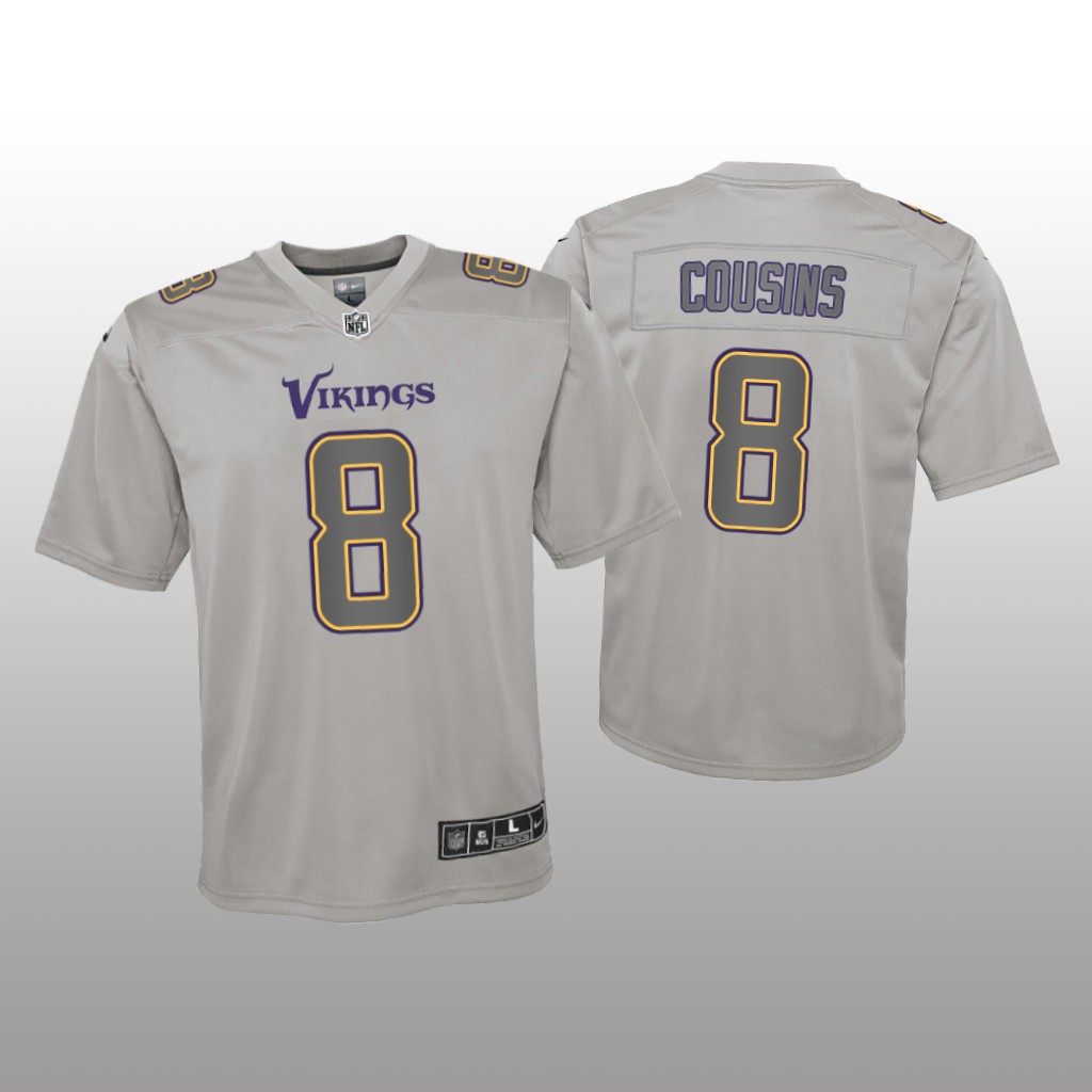 Minnesota Vikings Kirk Cousins Gray Jersey Atmosphere Fashion Game - Youth