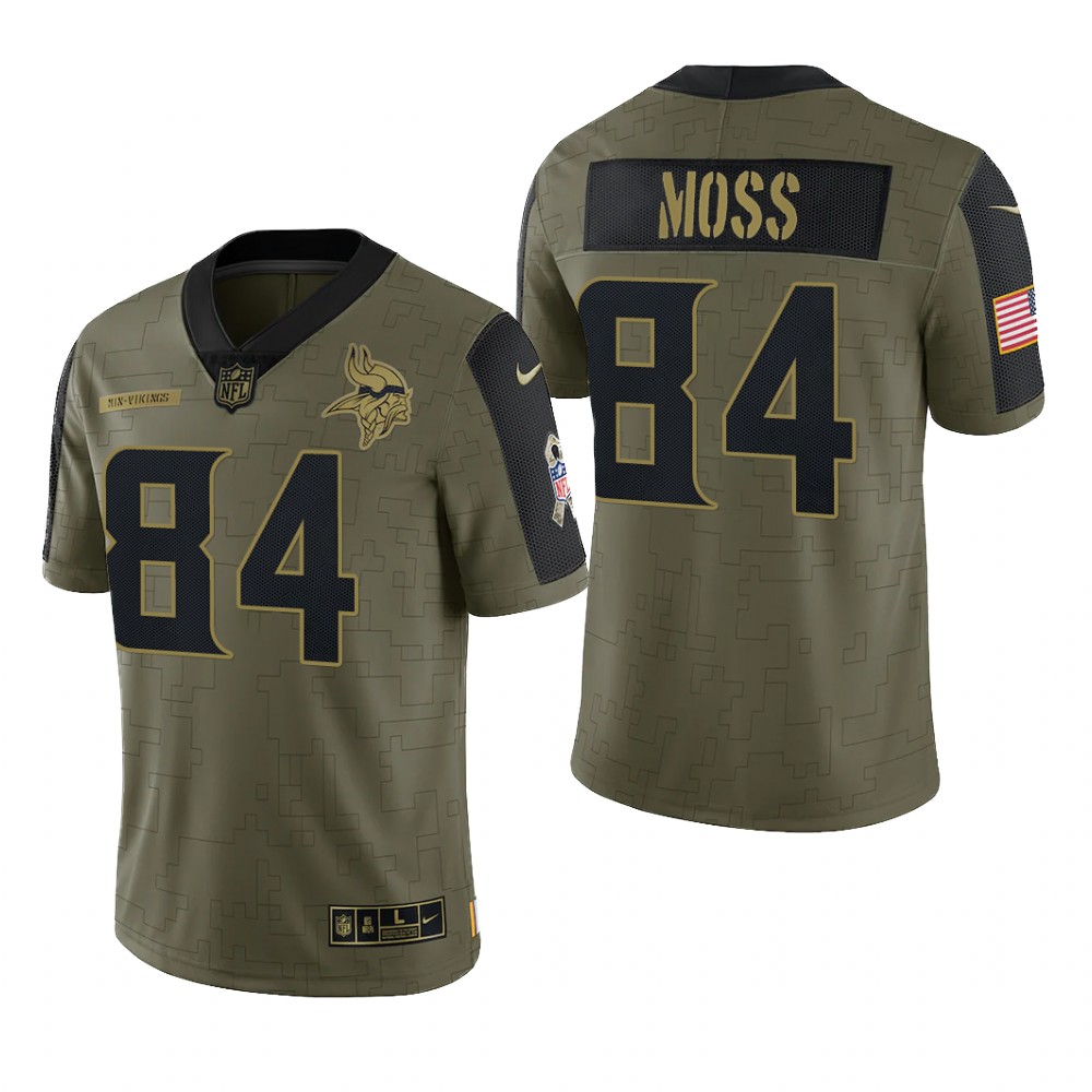 Minnesota Vikings Randy Moss Olive Limited Jersey 2021 Salute To Service - Men's