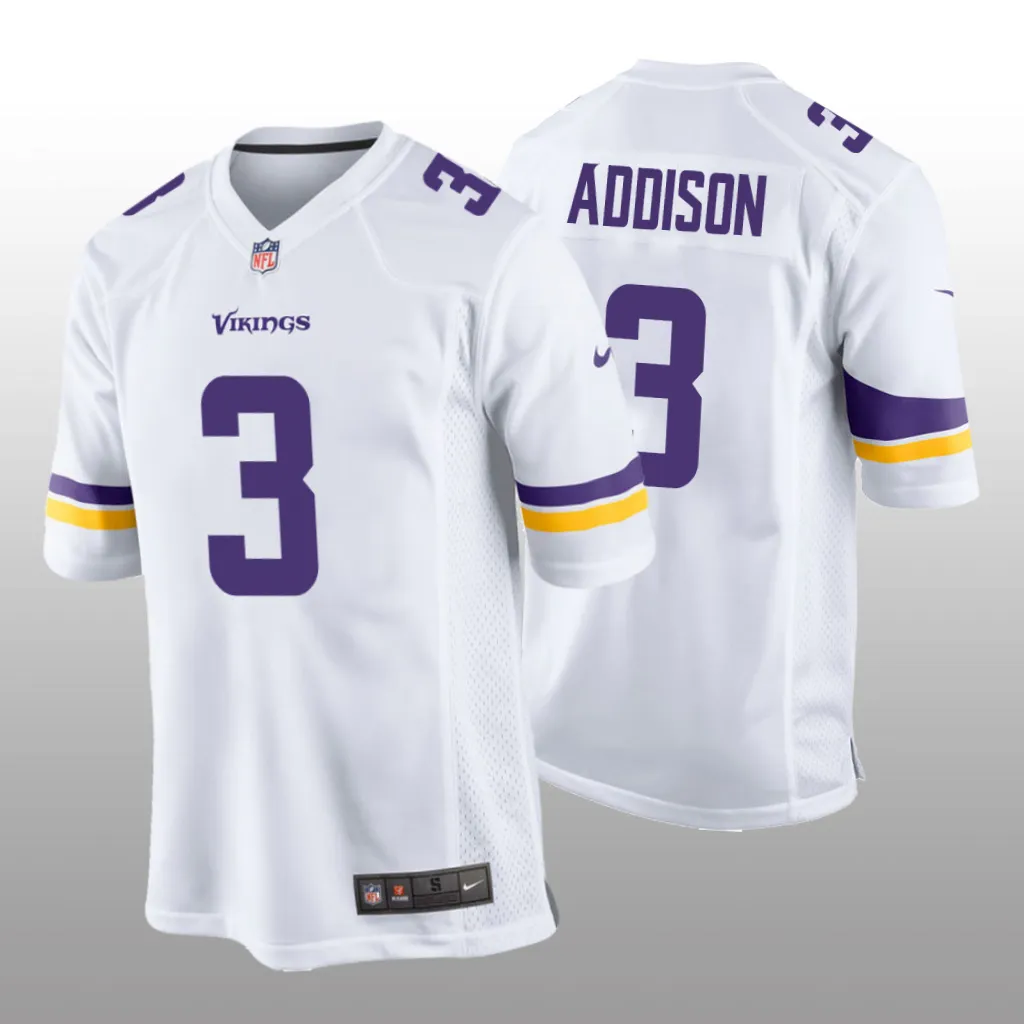 Minnesota Vikings White 2023 NFL Draft Jordan Addison Game Jersey