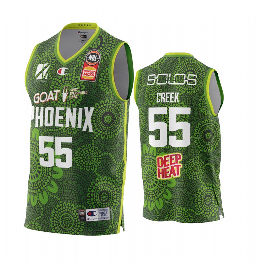 Mitch Creek S.E. Melbourne Phoenix NBL Indigenous Round 2022 Jersey #55 Green Special Edition Uniform