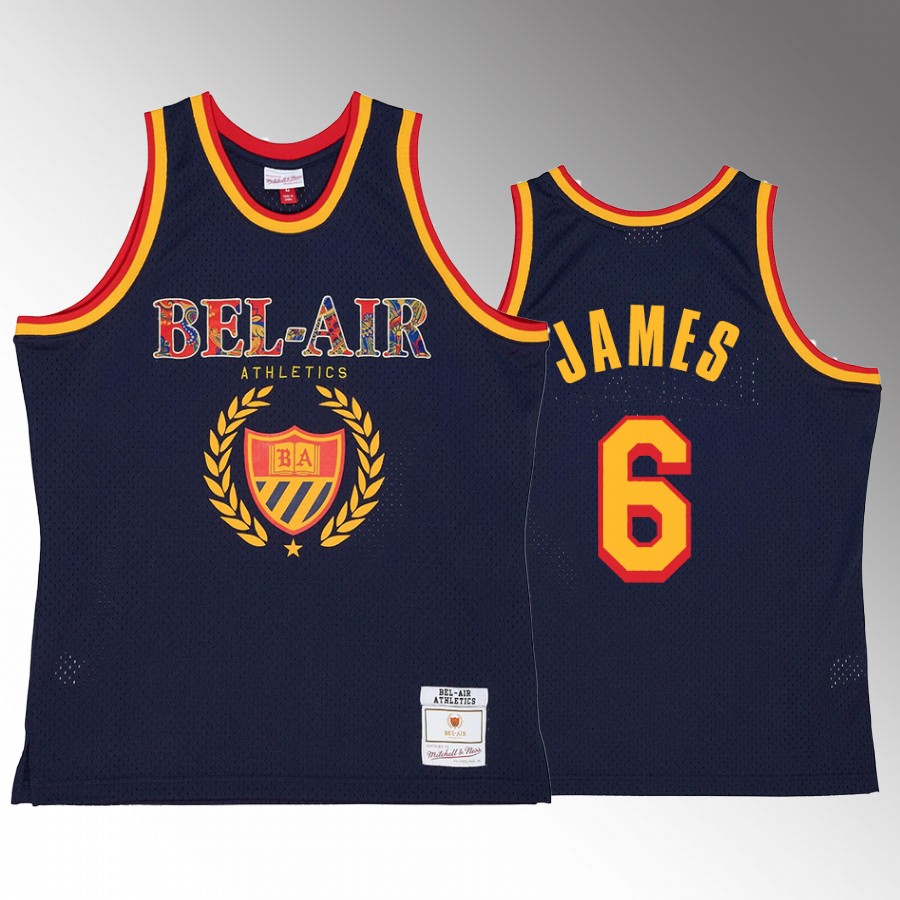 Mitchell Ness x Bel-Air LeBron James Los Angeles Lakers Navy #6 Jersey Game