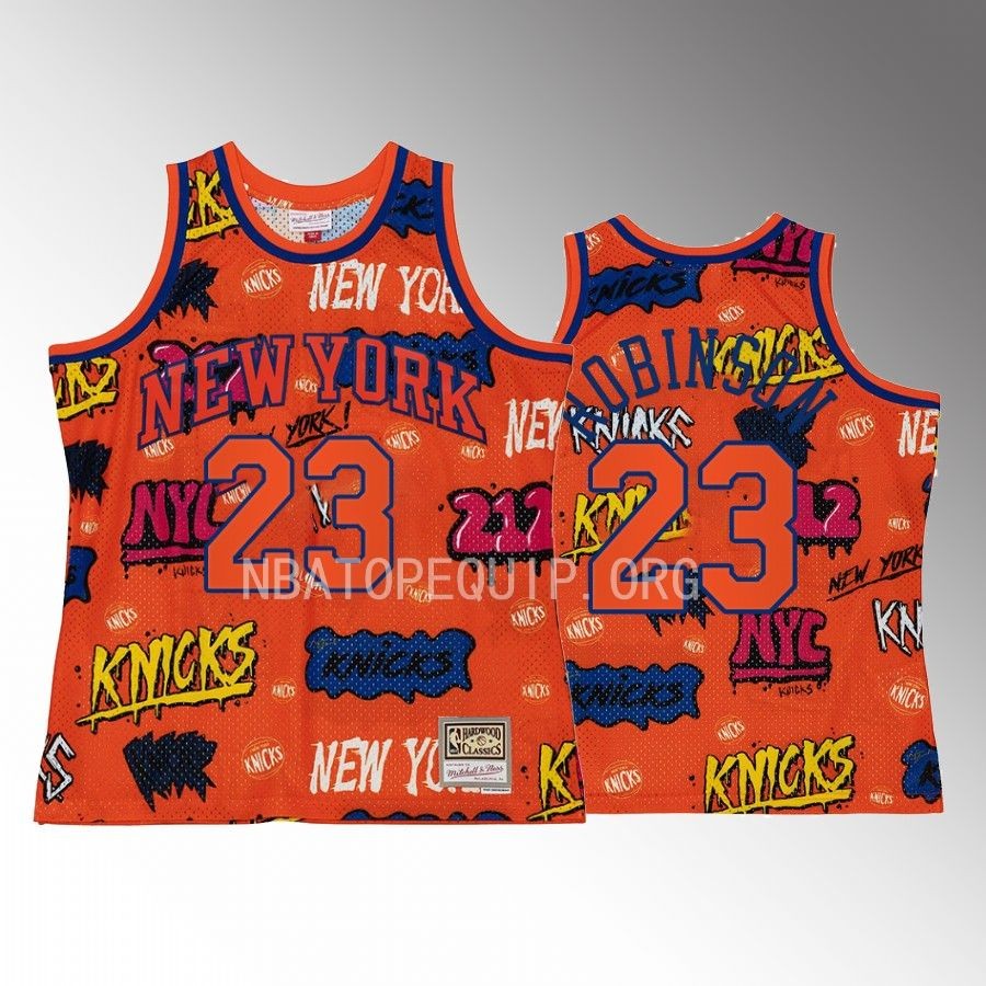 Mitchell Robinson New York Knicks Orange Slap Sticker HWC Swingman #23 Jersey