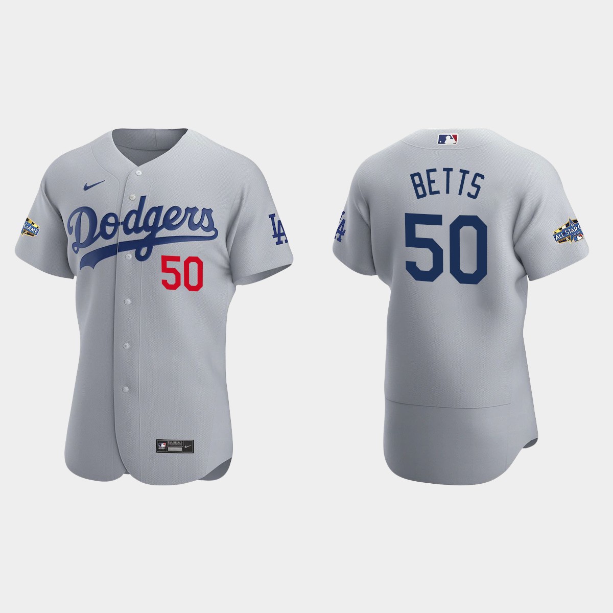 Mookie Betts #50 Los Angeles Dodgers Gray Patch 2020 Alternate Jersey