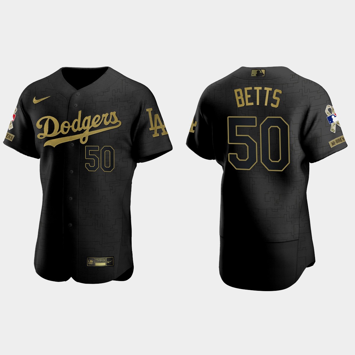 Mookie Betts Los Angeles Dodgers 2021 Salute to Service Jersey - All Black