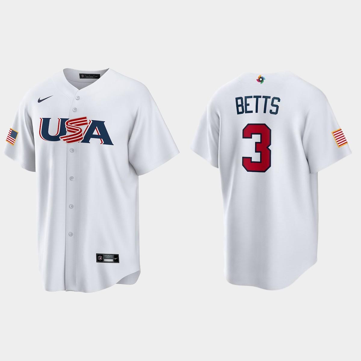 Mookie Betts Los Angeles Dodgers 2023 World  Classic USA Jersey - White
