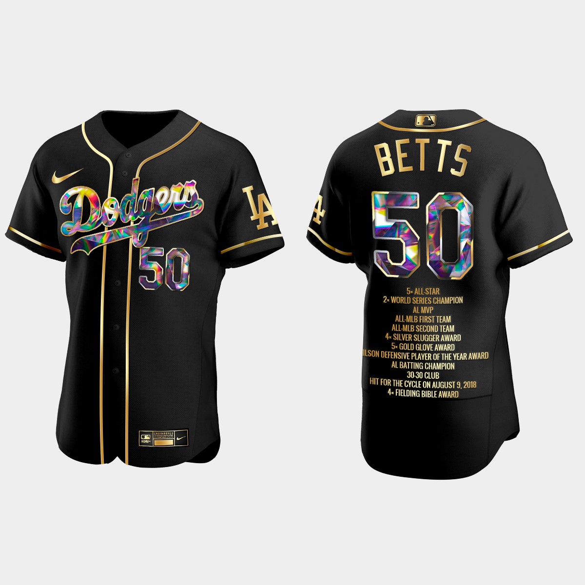 Mookie Betts Los Angeles Dodgers Career Highlights Diamond Jersey - Black