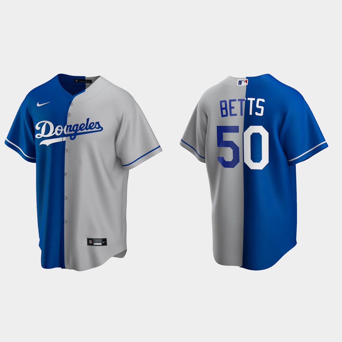 Mookie Betts Los Angeles Dodgers Split Jersey - Royal Gray