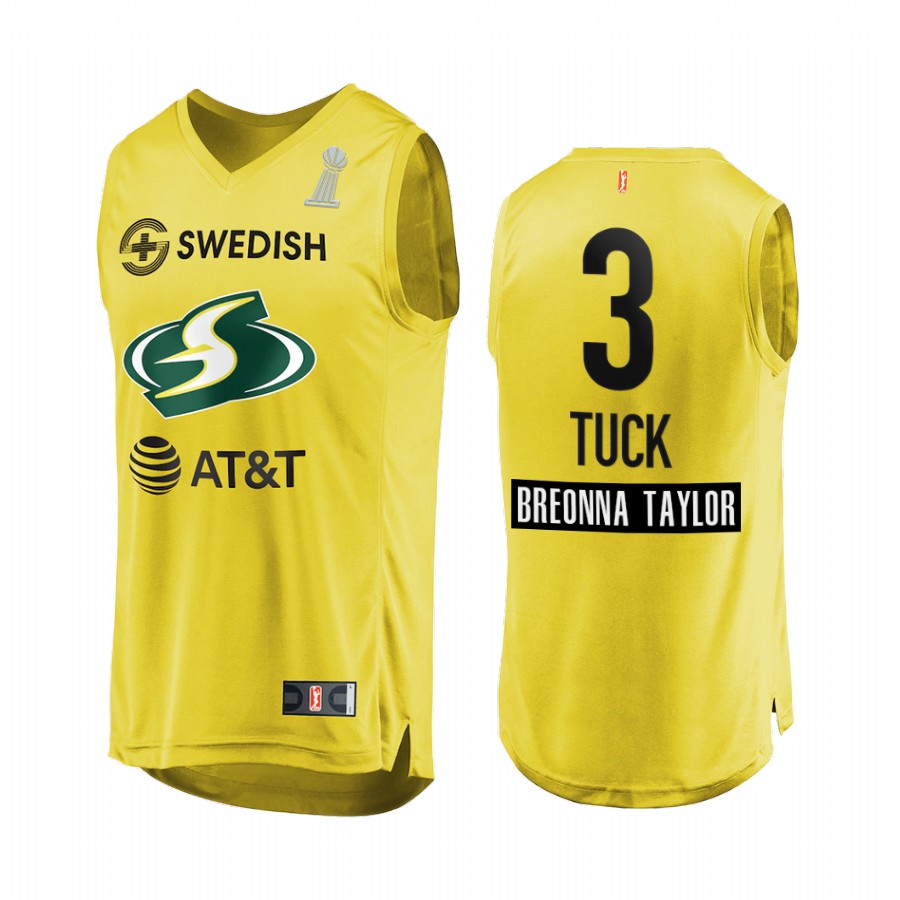 Morgan Tuck WNBA 2020 WNBA Finals Champions  Men Yellow Jersey
