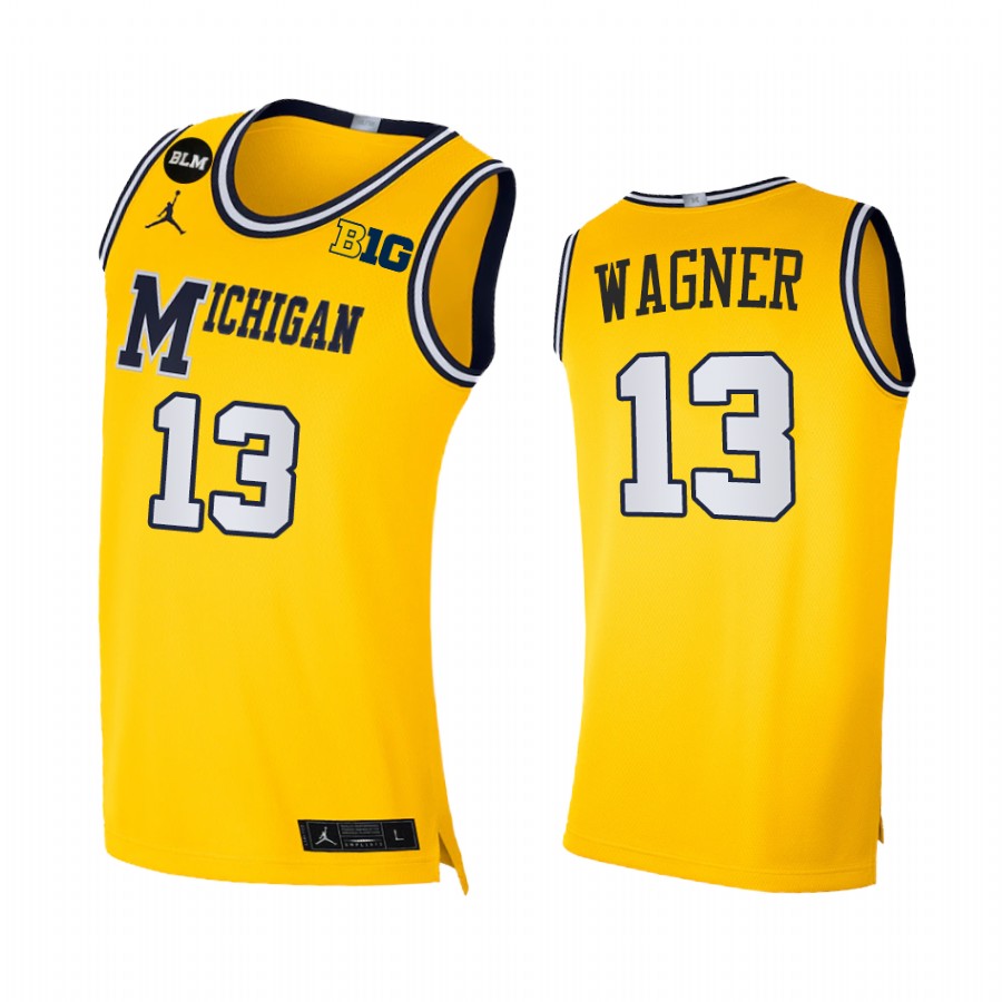 Moritz Wagner Michigan Wolverines Yellow Jersey 2021 BLM Social Justice Away