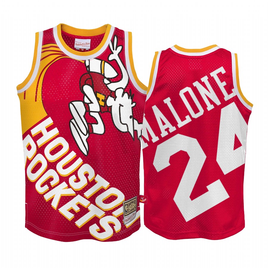 Moses Malone Houston Rockets Hardwood Classics Red Big Face2.0 Men Jersey