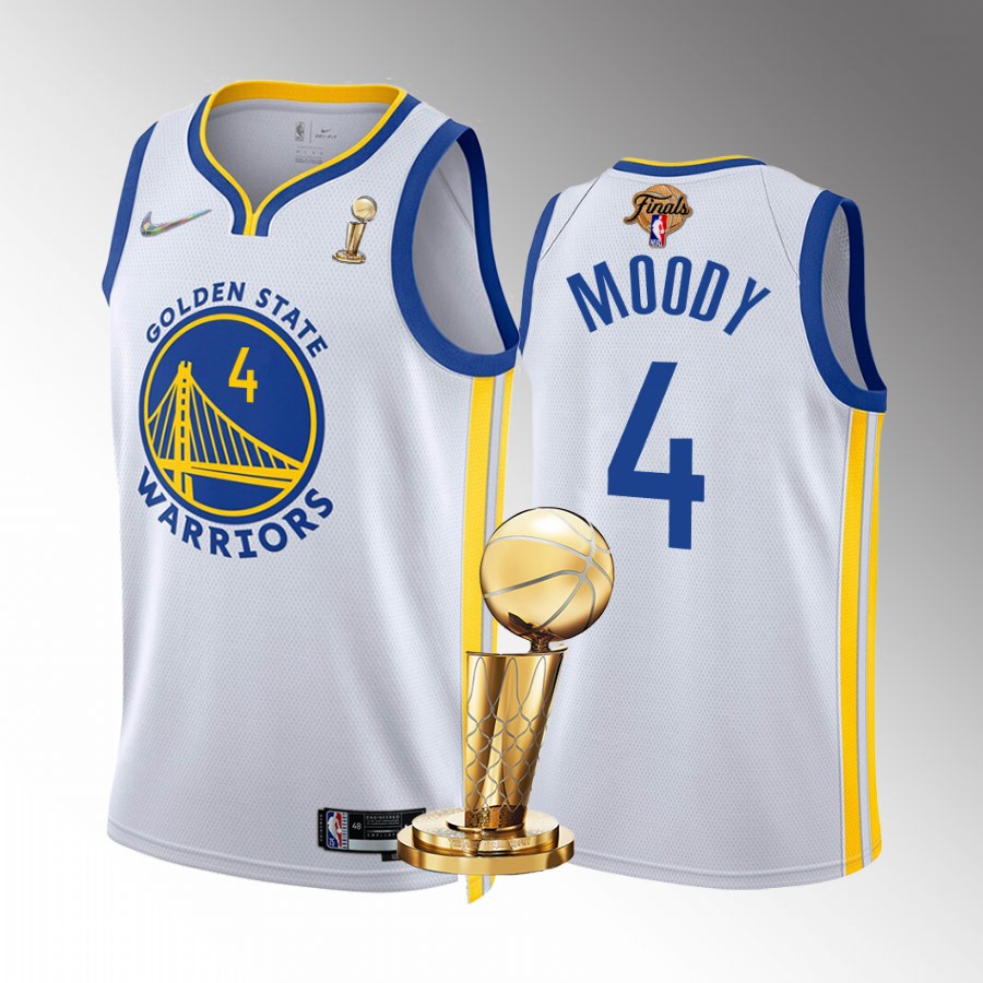 Moses Moody 2022 NBA Finals Champions Golden State Warriors White #4 Jersey Association
