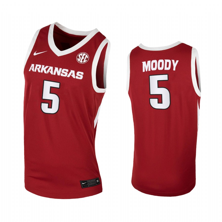 Moses Moody Arkansas Razorbacks Cardinal Jersey Away 2021 March Madness