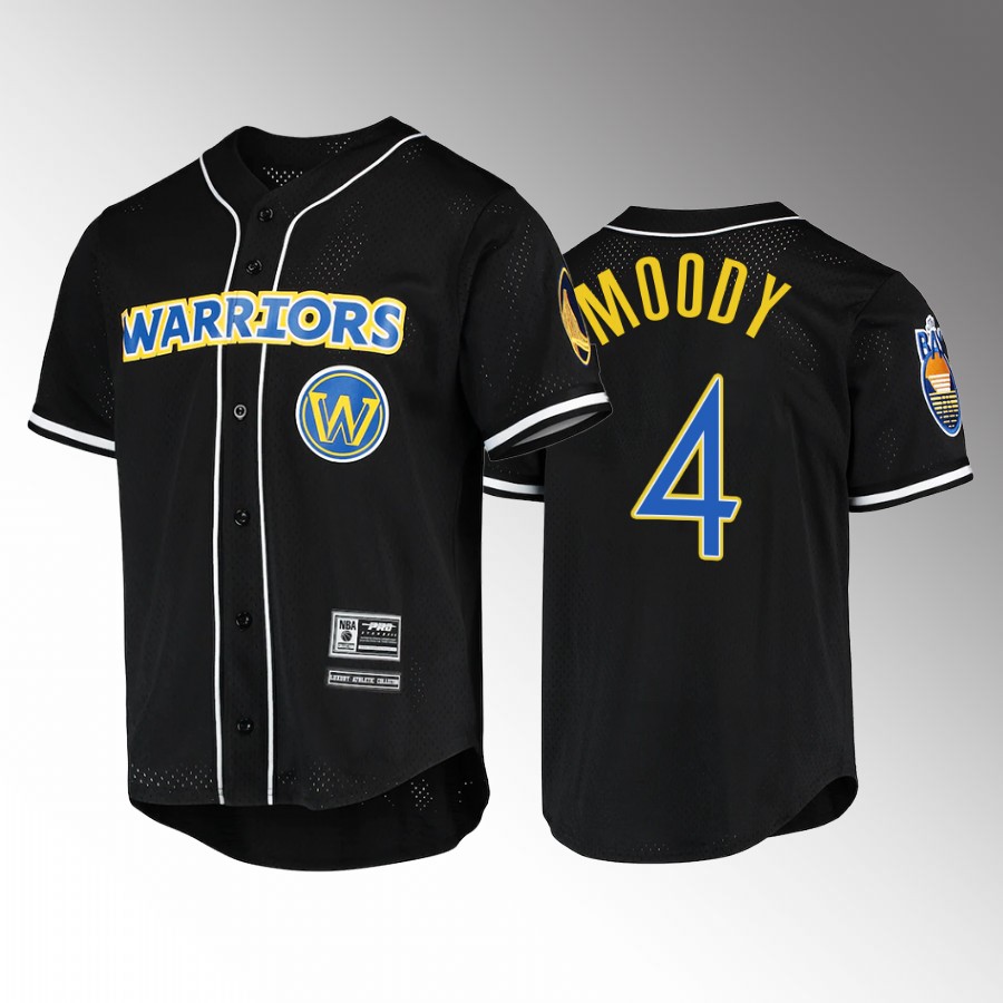Moses Moody Golden State Warriors Baseball Shirt #4 Black Button-Up Jersey