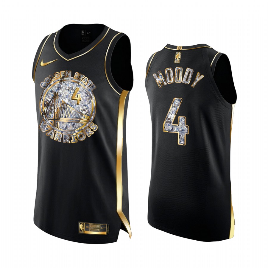 Moses Moody Warriors #4 2022 NBA Playoffs Jersey Black Diamond Edition