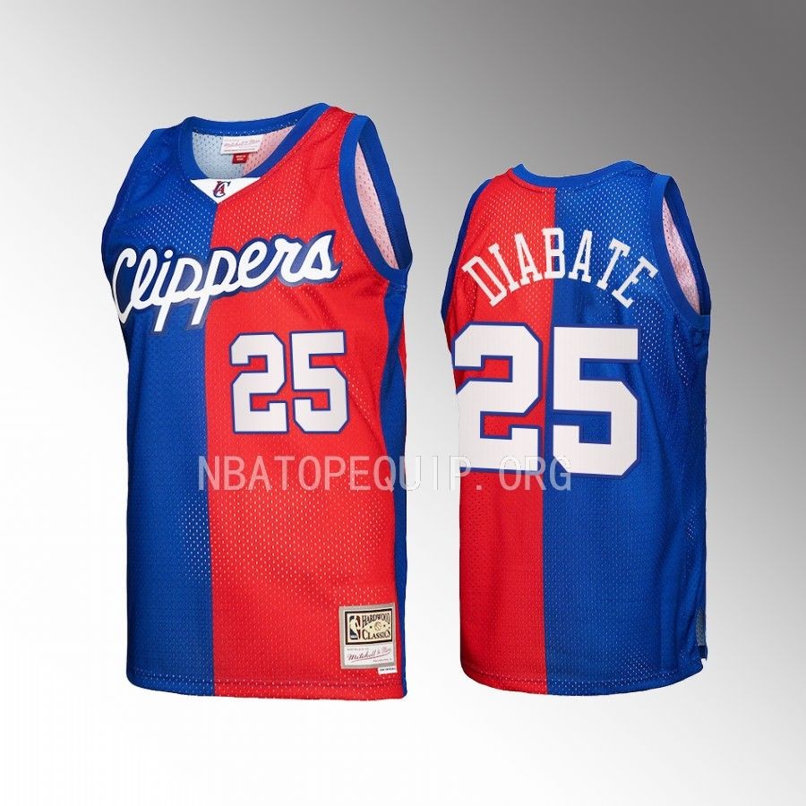 Moussa Diabate #25 Los Angeles Clippers Hardwood Classics Royal Red Split Swingman Jersey