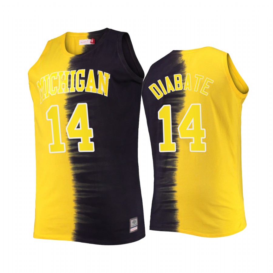 Moussa Diabate Michigan Wolverines Navy Maize Jersey Classic Tie-Dye Color Crash